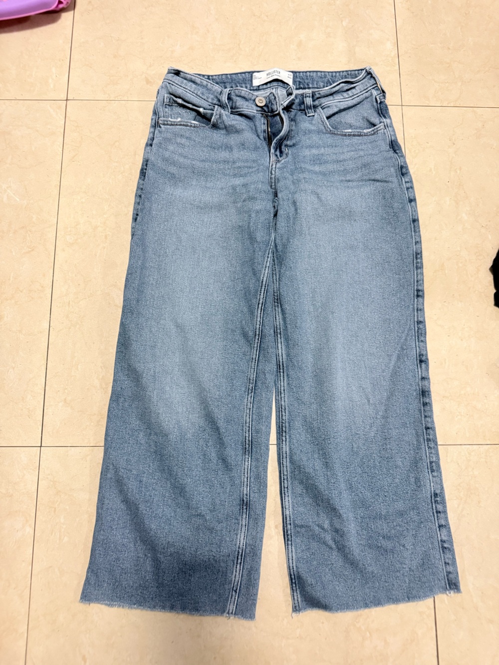 Hollister Women's Light Blue Wide Leg Jeans